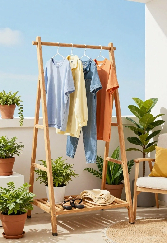 15 Balcony Cloth Drying Ideas That Don't Block Your View - 4. Ladder Drying Rack 1