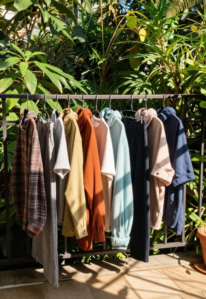 15 Balcony Cloth Drying Ideas That Don't Block Your View - 7. Outdoor Clothing Hooks 1