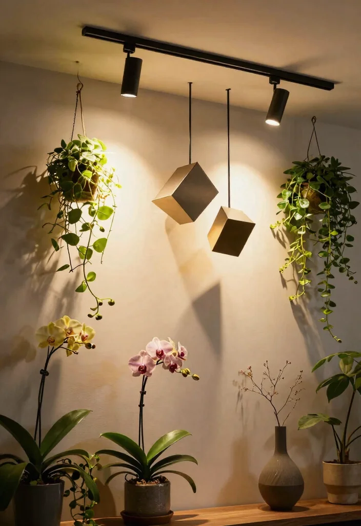 15 Ceiling Track Light Ideas That Work Without Rewiring - 3. Unique Track Lighting Designs for Artistic Flair 1