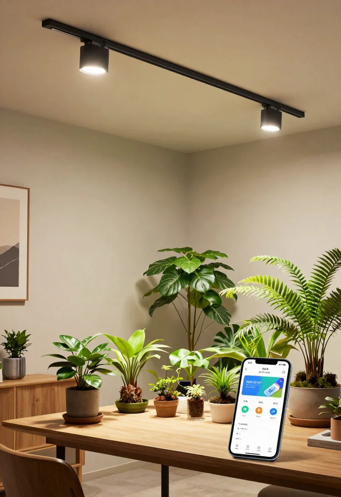 15 Ceiling Track Light Ideas That Work Without Rewiring - 7. Smart Ceiling Track Lights for Tech-Savvy Gardeners 1