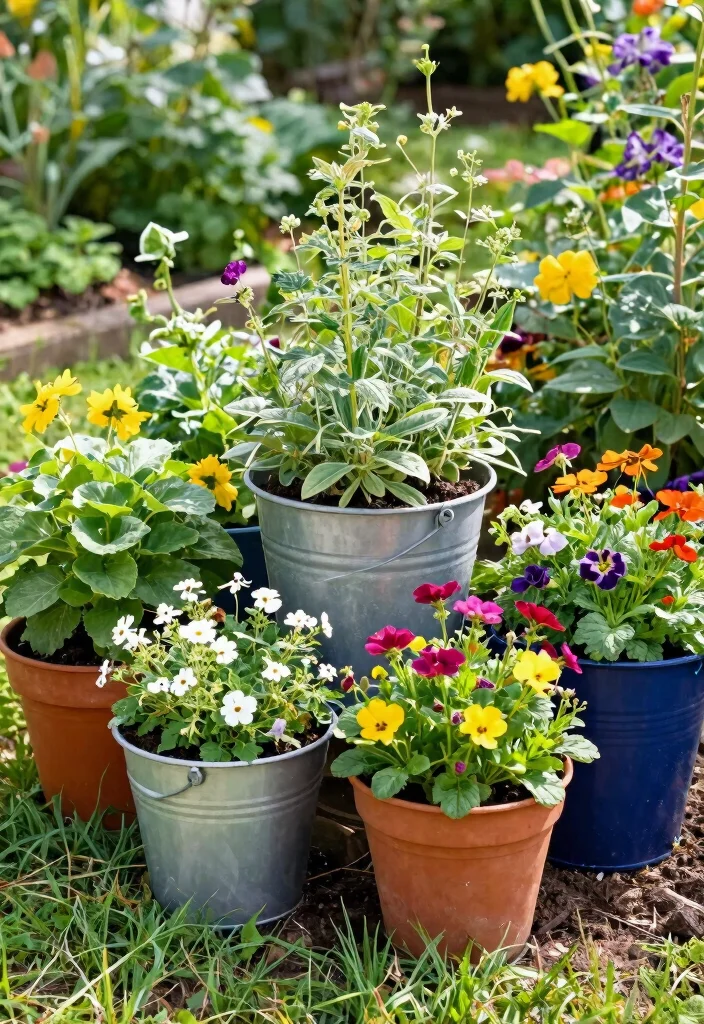 15 Cheap Planter Ideas That Actually Look Expensive - 13. Simple Bucket Planters 1