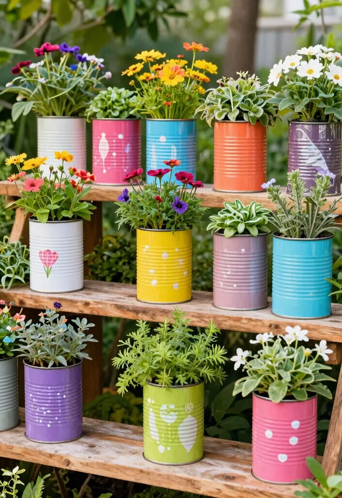 15 Cheap Planter Ideas That Actually Look Expensive - 4. Upcycled Tin Cans 1