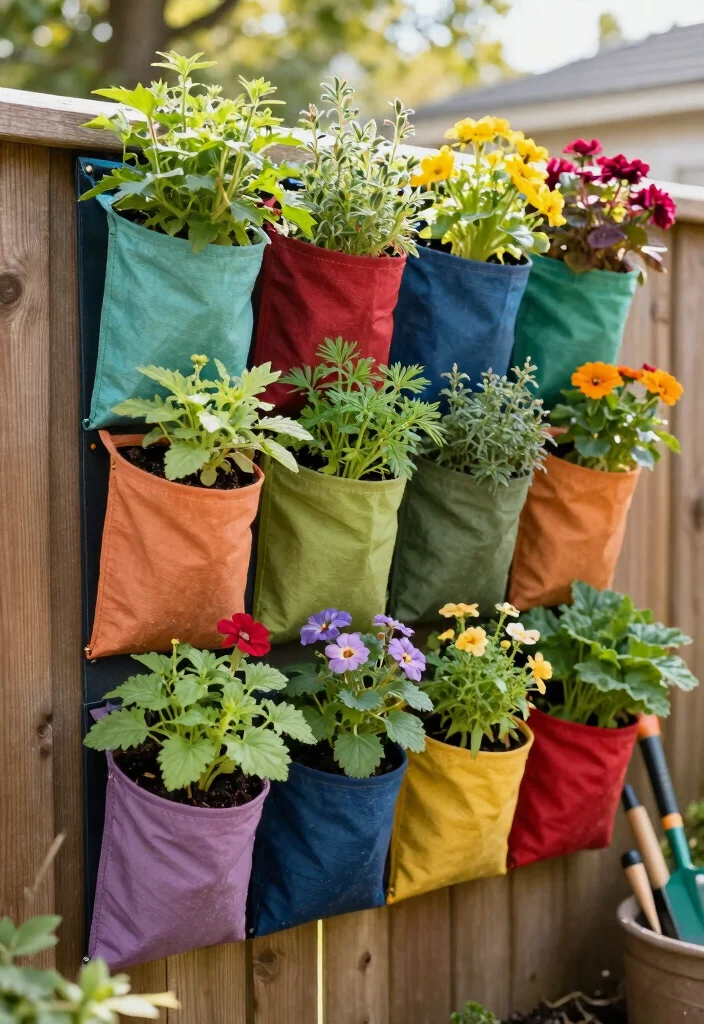 15 Cheap Planter Ideas That Actually Look Expensive - 5. Fabric Pocket Planters 1
