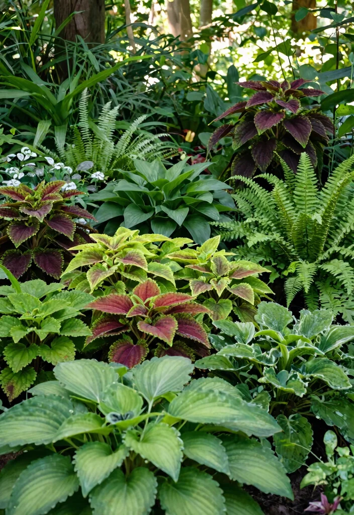 15 Coleus Planter Ideas That Thrive in Full Sun and Shade - 13. Layering with Other Shade Plants 1