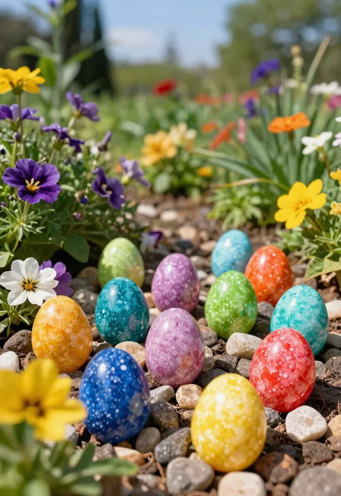 15 Easter Decorations Outdoor Ideas That Survive Spring Rain - 1. Colorful Resin Eggs 1