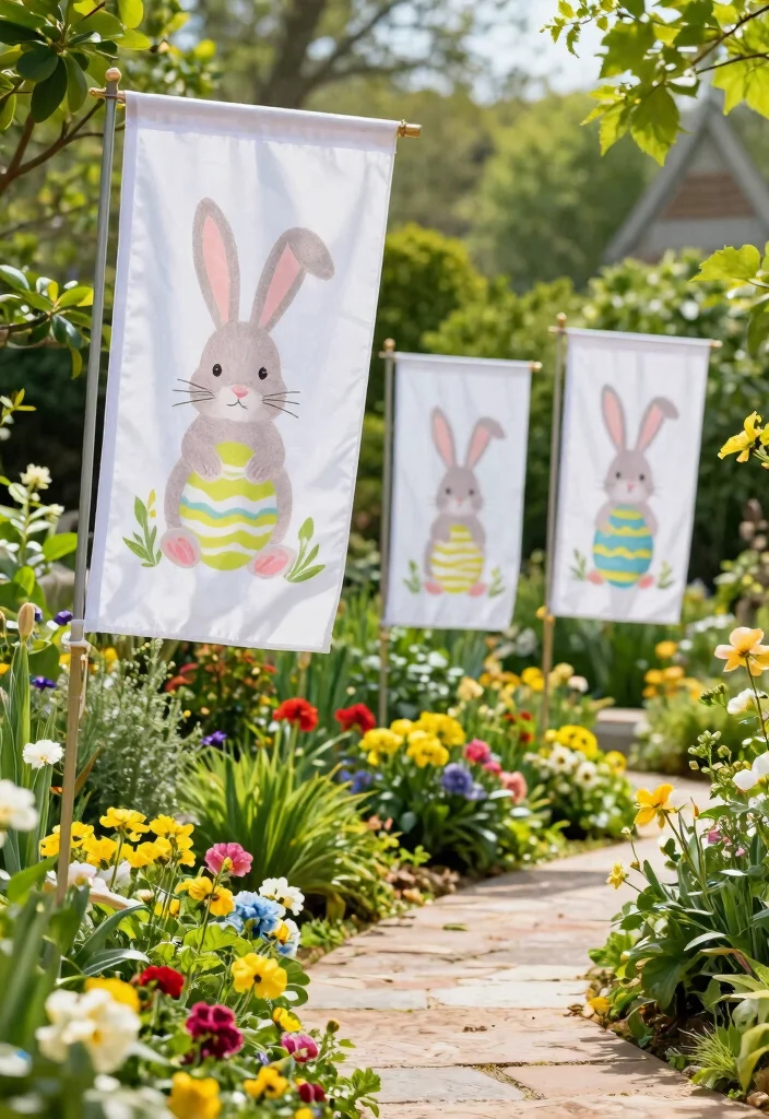 15 Easter Decorations Outdoor Ideas That Survive Spring Rain - 2. Durable Garden Flags 1