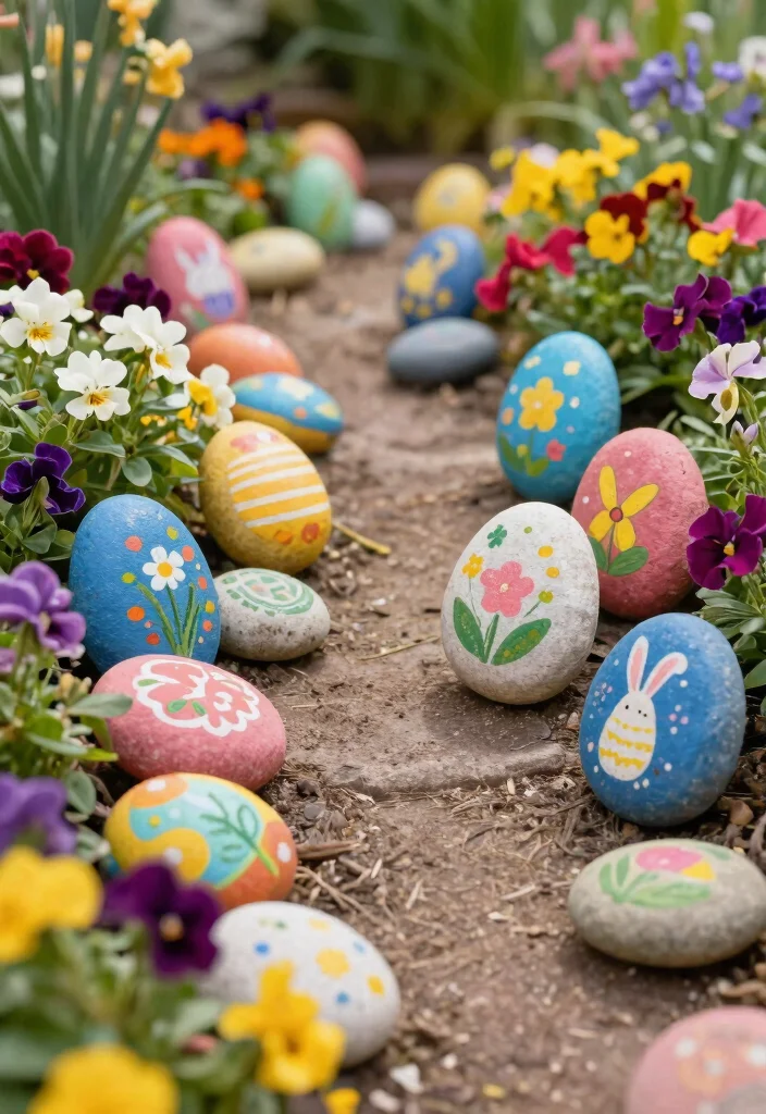 15 Easter Decorations Outdoor Ideas That Survive Spring Rain - 6. Colorful Garden Stones 1