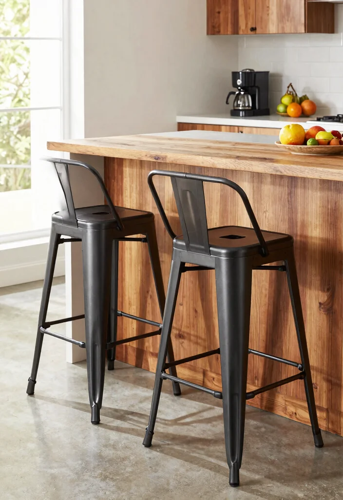 15 Farmhouse Bar Stools That Fit Under Standard Counters - 2. Sleek Metal Designs for Modern Farmhouses 1