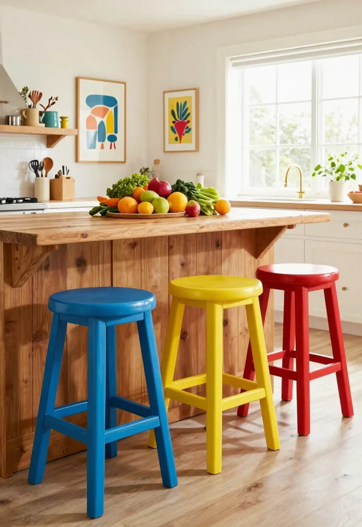 15 Farmhouse Bar Stools That Fit Under Standard Counters - 6. Colorful Bar Stools to Brighten Up Your Space 1