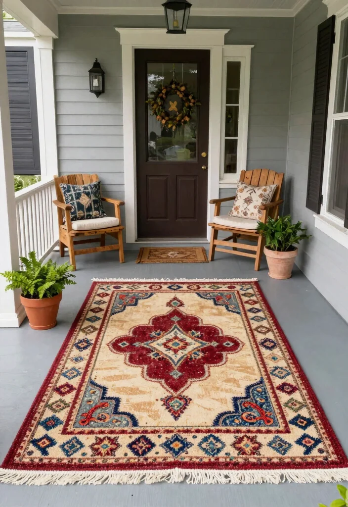15 Front Porch Rug Ideas That Don't Slide or Fade - 13. Custom-Made Rugs: A Personal Touch 1