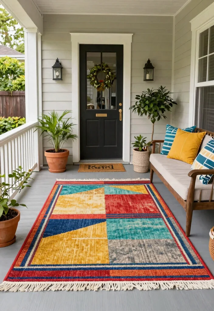 15 Front Porch Rug Ideas That Don't Slide or Fade - 14. Multi-Purpose Rugs: Flexibility at Its Best 1