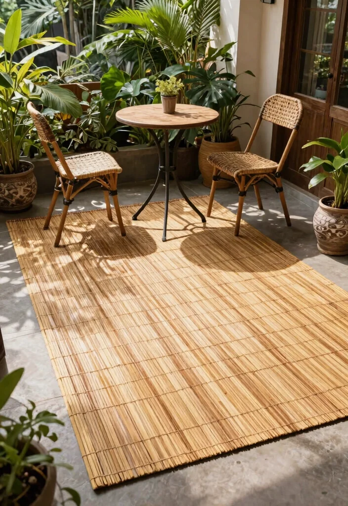 15 Front Porch Rug Ideas That Don't Slide or Fade - 4. Bamboo Rugs: Eco-Friendly and Exotic 1