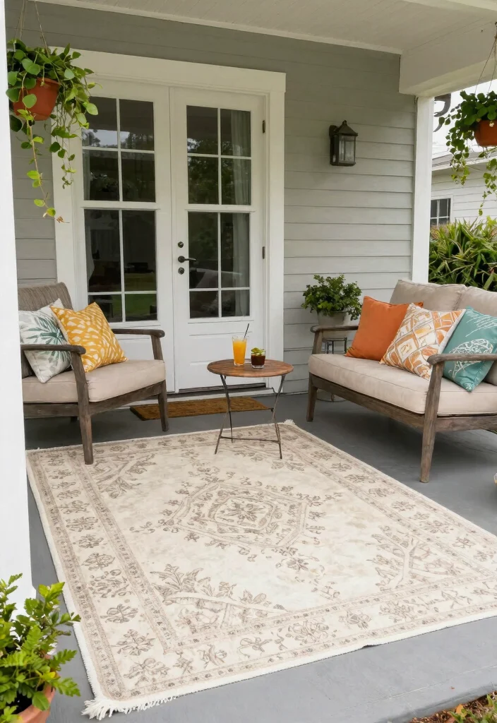 15 Front Porch Rug Ideas That Don't Slide or Fade - 8. Cotton Rugs: Soft and Washable 1