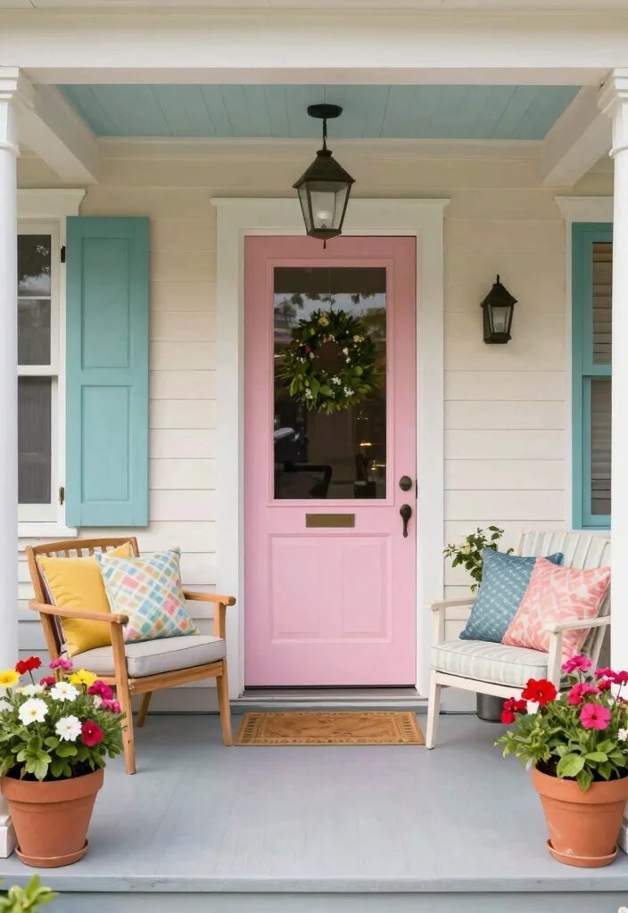 15 Modern Front Porch Decor Ideas That Boost Curb Appeal - 14. Welcoming Colors 1