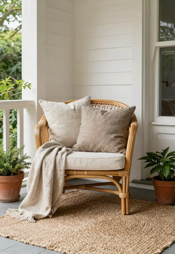 15 Modern Front Porch Decor Ideas That Boost Curb Appeal - 4. Use of Natural Textiles 1