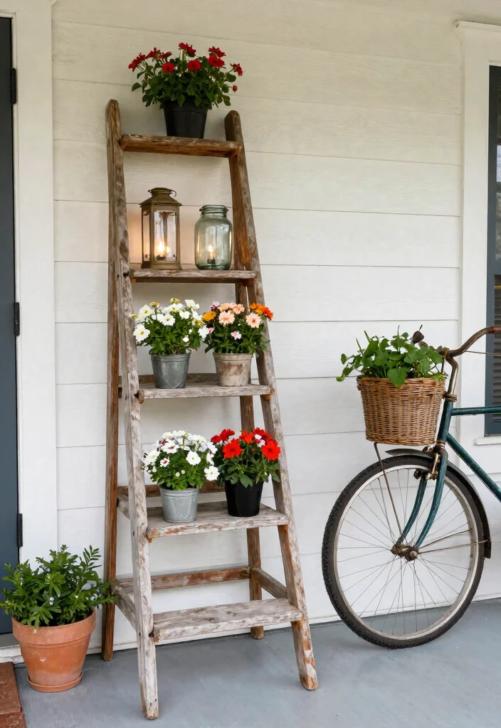 15 Modern Front Porch Decor Ideas That Boost Curb Appeal - 7. Upcycled Outdoor Decor 1