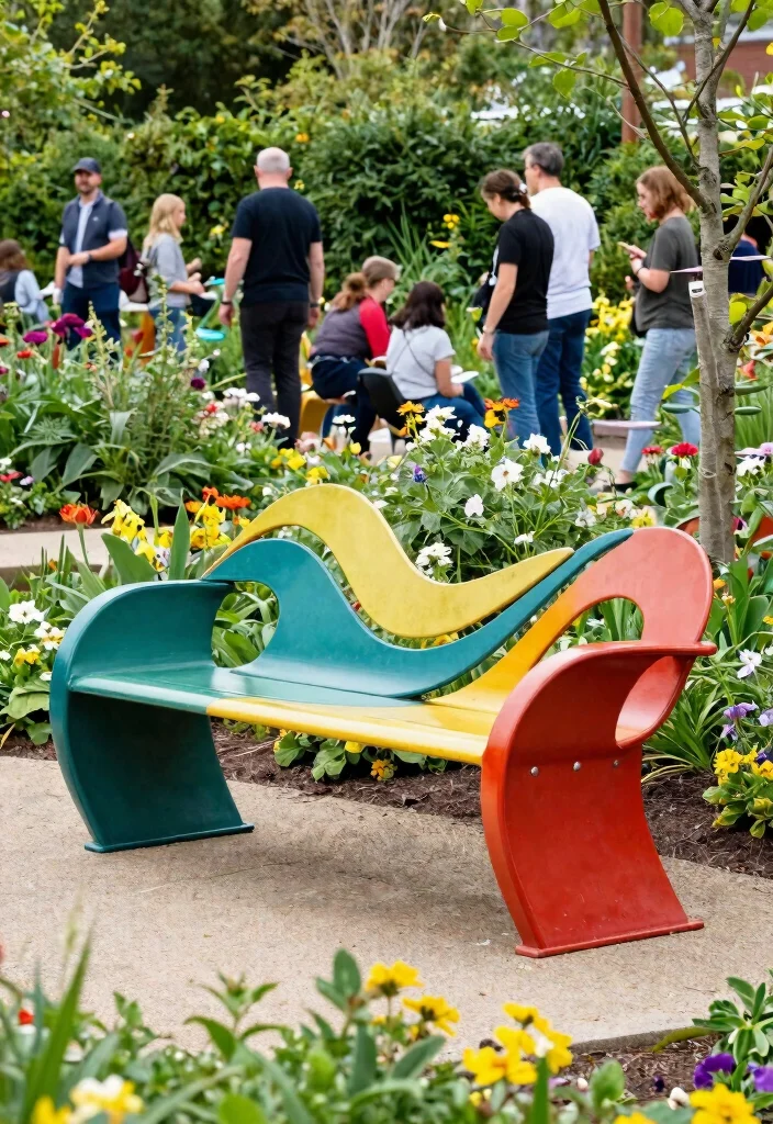 15 Outdoor Bench Design Ideas That Seat More Than Two People - 10. Artistic Sculptural Benches 1