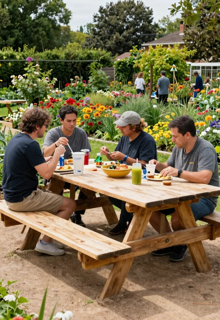 15 Outdoor Bench Design Ideas That Seat More Than Two People - 11. Picnic Table Benches 1