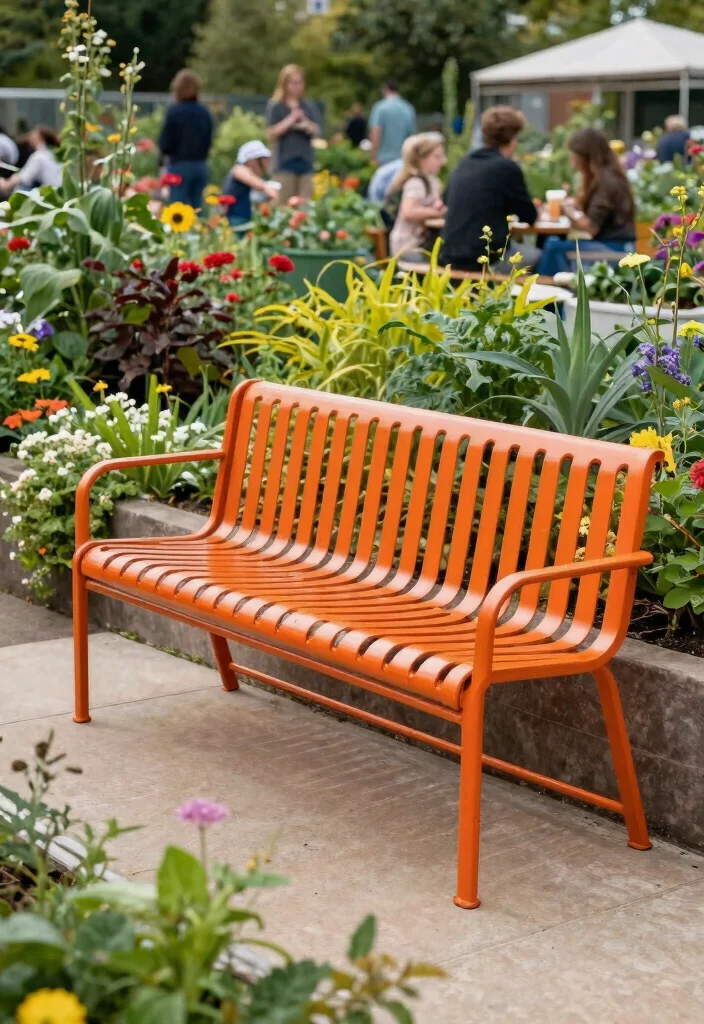 15 Outdoor Bench Design Ideas That Seat More Than Two People - 12. Contemporary Metal Benches 1