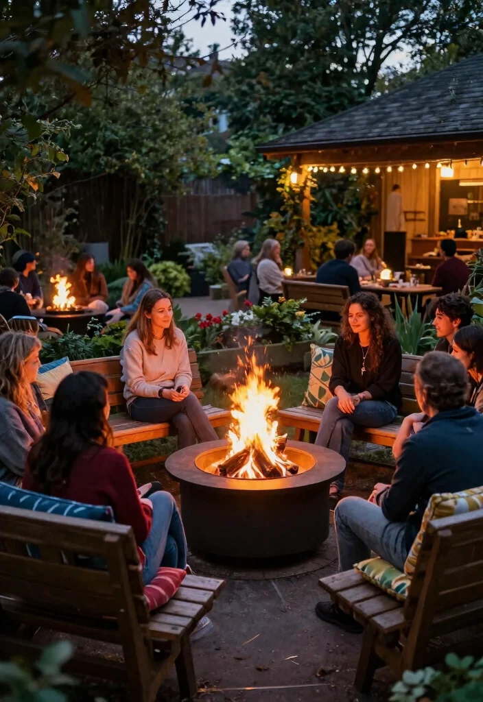15 Outdoor Bench Design Ideas That Seat More Than Two People - 15. Fire Pit Benches 1
