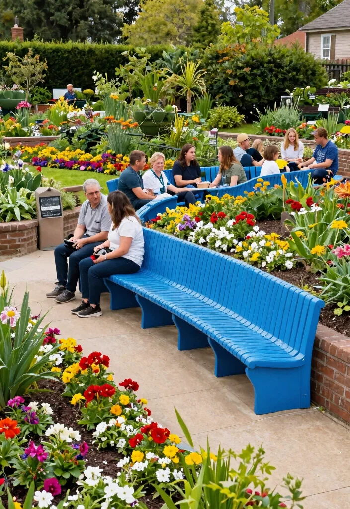 15 Outdoor Bench Design Ideas That Seat More Than Two People - 4. Curved Seating Arrangement 1