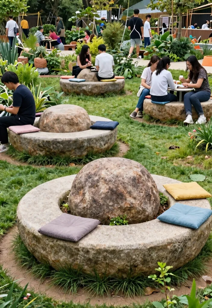 15 Outdoor Bench Design Ideas That Seat More Than Two People - 6. Boulders as Natural Benches 1