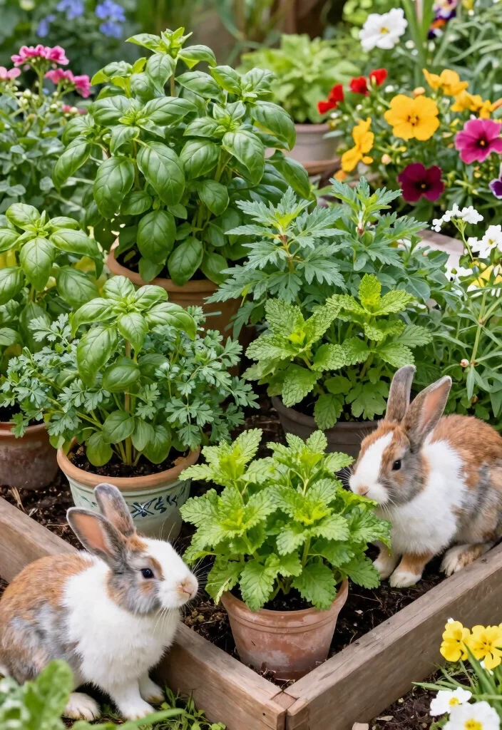 15 Outdoor Bunny Habitat Ideas That Keep Rabbits Safe From Predators - 12. Herb Gardens for Snacking 1