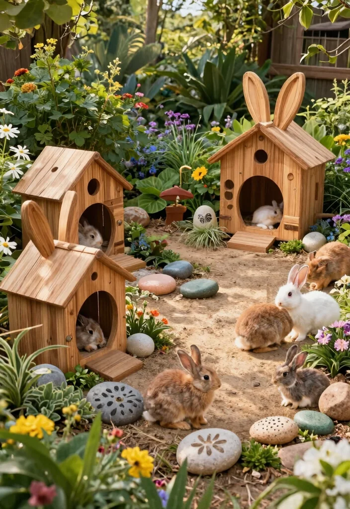 15 Outdoor Bunny Habitat Ideas That Keep Rabbits Safe From Predators - 13. Rabbit-Safe Decorative Features 1