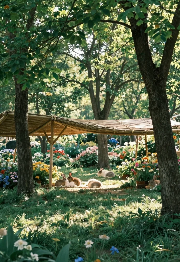 15 Outdoor Bunny Habitat Ideas That Keep Rabbits Safe From Predators - 9. Natural Shade Structures 1