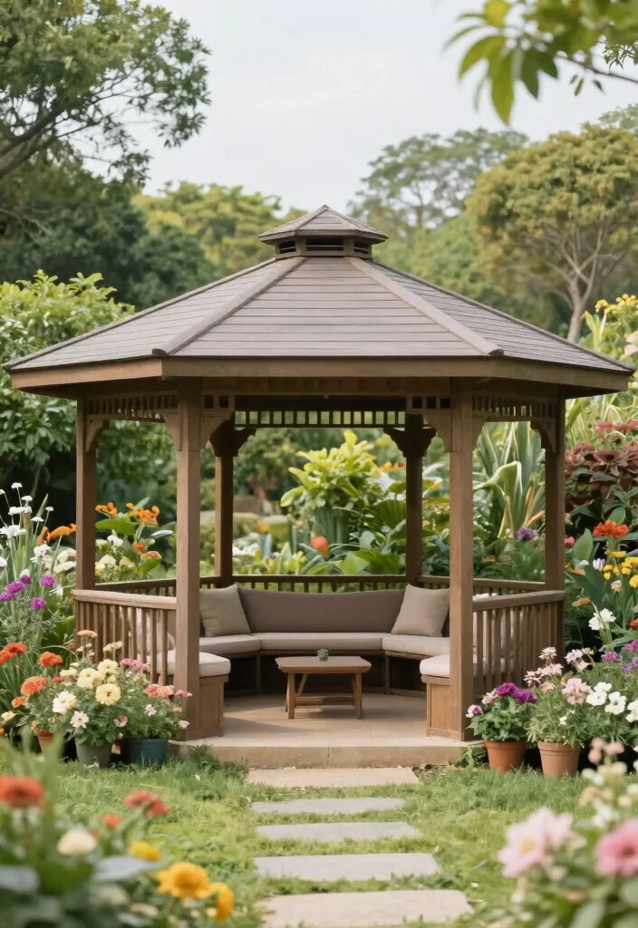 15 Outdoor Gazebo Design Ideas That Stay Standing Through Wind - 11. Low-Profile Gazebo for Wind Resistance 1