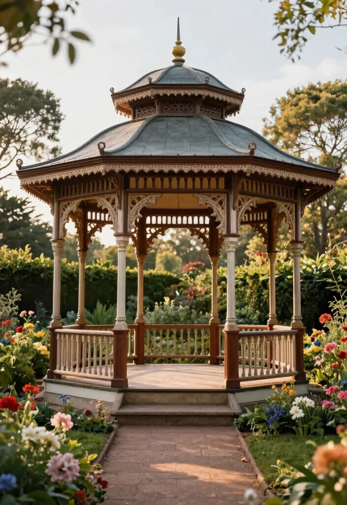 15 Outdoor Gazebo Design Ideas That Stay Standing Through Wind - 13. Classic Victorian Gazebo for Timeless Charm 1