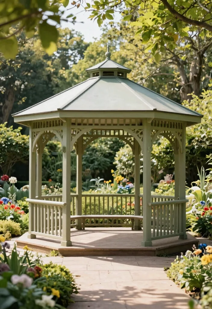 15 Outdoor Gazebo Design Ideas That Stay Standing Through Wind - 6. Hexagonal Gazebo for Enhanced Stability 1