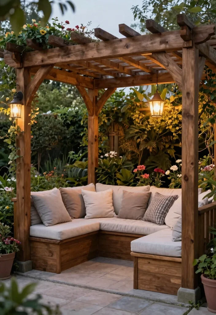 15 Pergola Bois Terrasse Ideas That Stay Standing Through Any Weather - 15. Pergola with Integrated Seating 1
