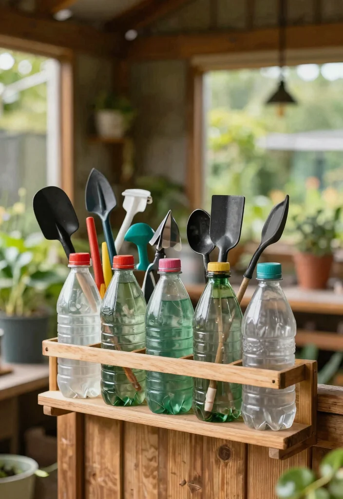15 Plastic Bottle Planter Ideas That Actually Look Good in Your Garden - 14. Garden Tool Holder 1