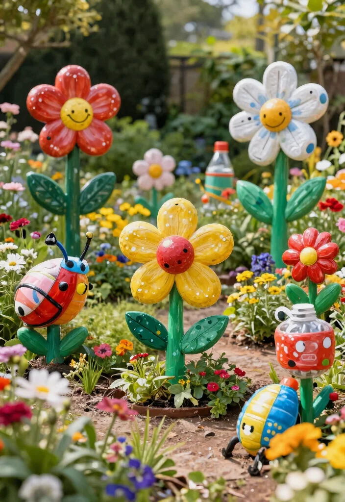 15 Plastic Bottle Planter Ideas That Actually Look Good in Your Garden - 15. Playful Garden Sculptures 1