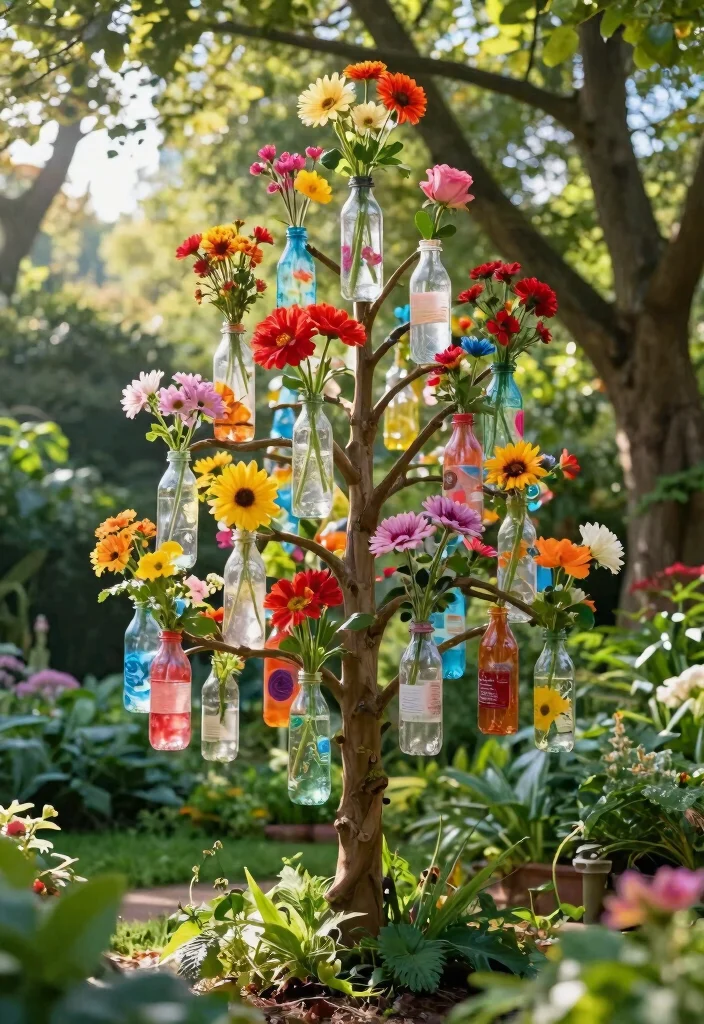 15 Plastic Bottle Planter Ideas That Actually Look Good in Your Garden - 4. Bottle Tree 1