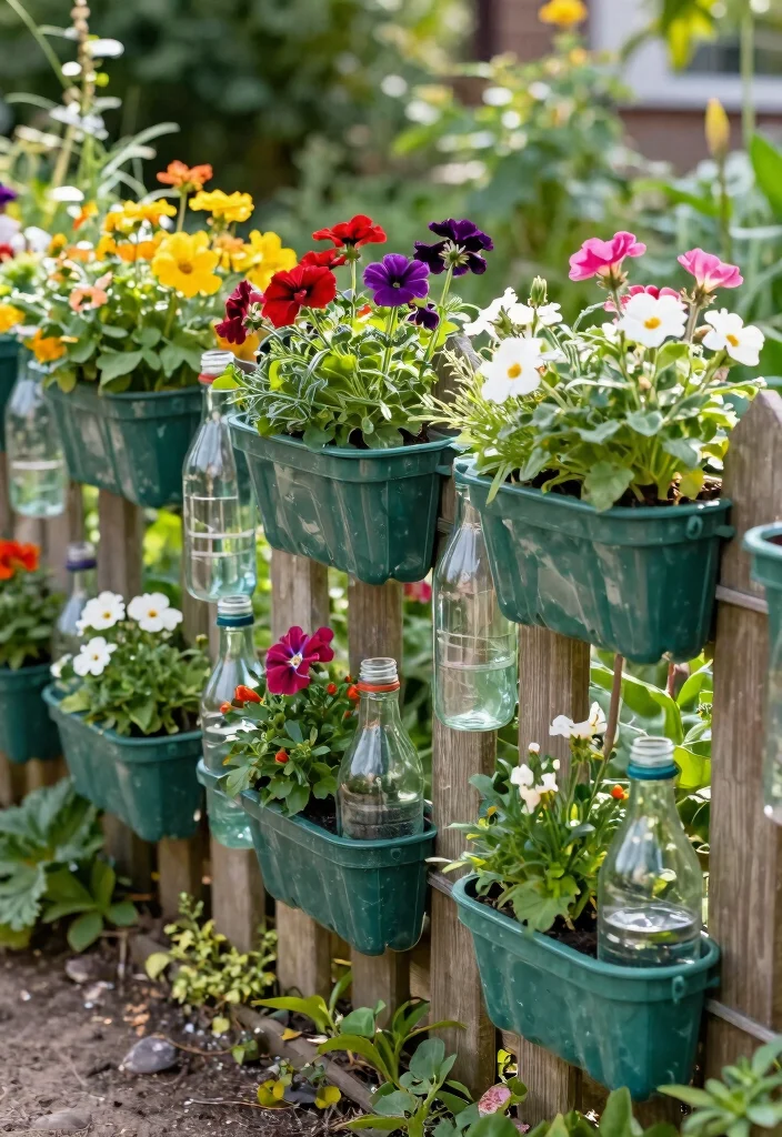 15 Plastic Bottle Planter Ideas That Actually Look Good in Your Garden - 5. Garden Fence Planters 1