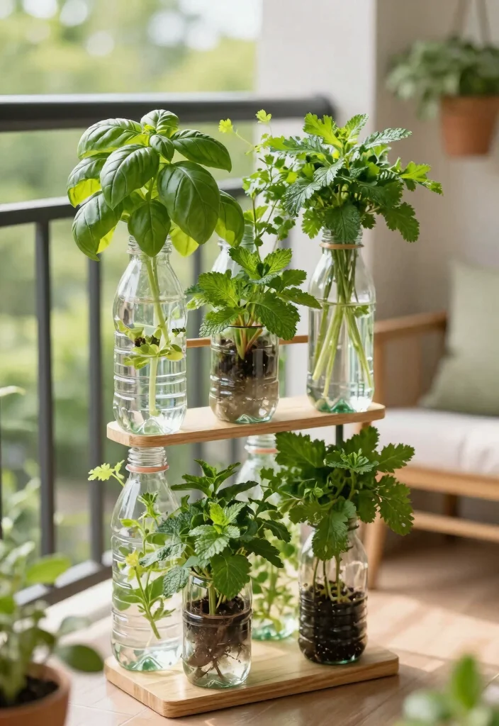 15 Plastic Bottle Planter Ideas That Actually Look Good in Your Garden - 6. DIY Vertical Herb Garden 1