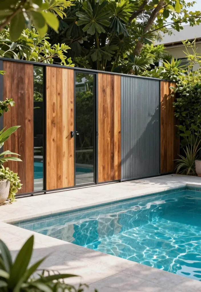 15 Pool Fence Ideas That Meet Code Without Blocking Views - 15. Combination Fences 1