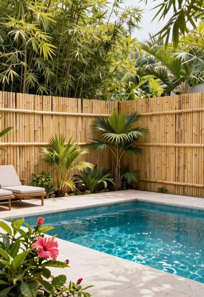 15 Pool Fence Ideas That Meet Code Without Blocking Views - 2. Bamboo Privacy Fences 1