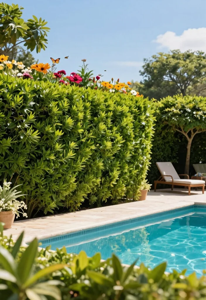 15 Pool Fence Ideas That Meet Code Without Blocking Views - 5. Living Fences with Shrubs or Hedges 1
