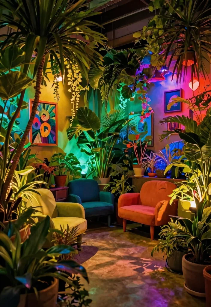 15 Spot Light Ceiling Ideas That Brighten Dark Corners - 7. Colorful Spot Lights for Creative Effects 1