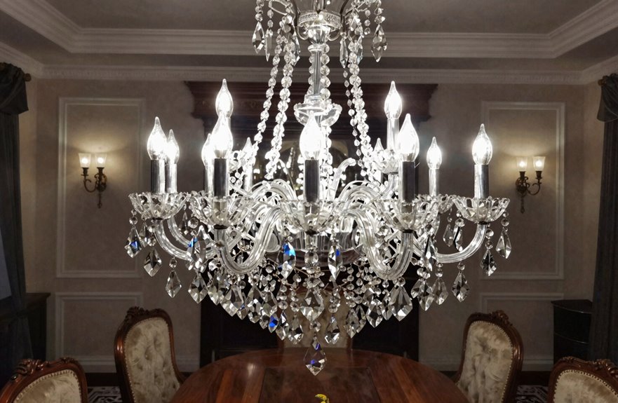 crystal chandeliers elevate formal dining