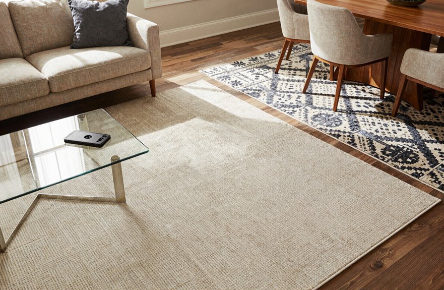 mix patterned rugs cohesive color palette
