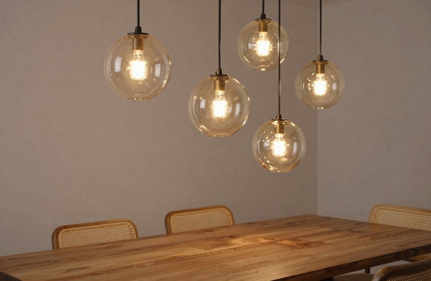 nordic glass orb chandelier details