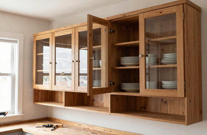 How to Update Kitchen Cabinets With 5 DIY Methods 4 open shelving with glass paneling option