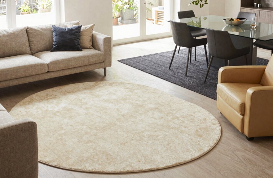 rug shapes define zones cohesively
