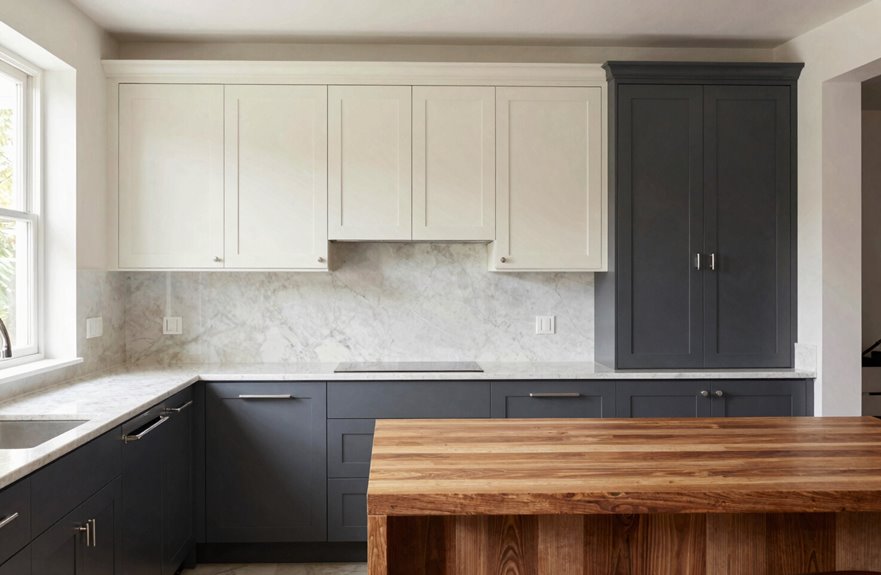 two tone cabinets balanced color contrast