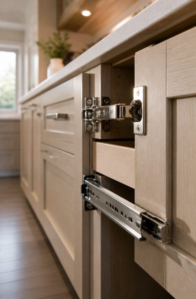 Custom Kitchen Cabinets: Design, Order, Install, and Refine 12 Close-up of premium cabinet hardware showcasing soft-close features.